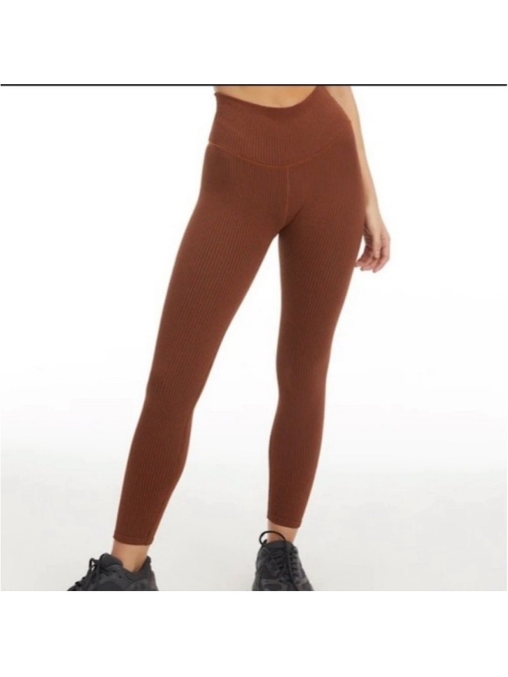Good American High-Waisted Ribbed Leggings in Brown
